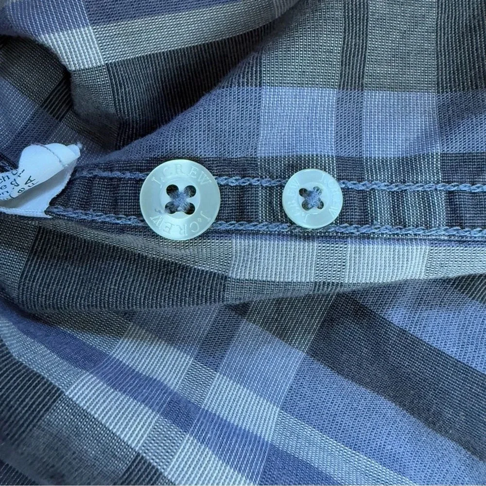 J‎ Crew Mens Button Up Plaid Long Sleeve Shirt Gray Medium Casual Washed